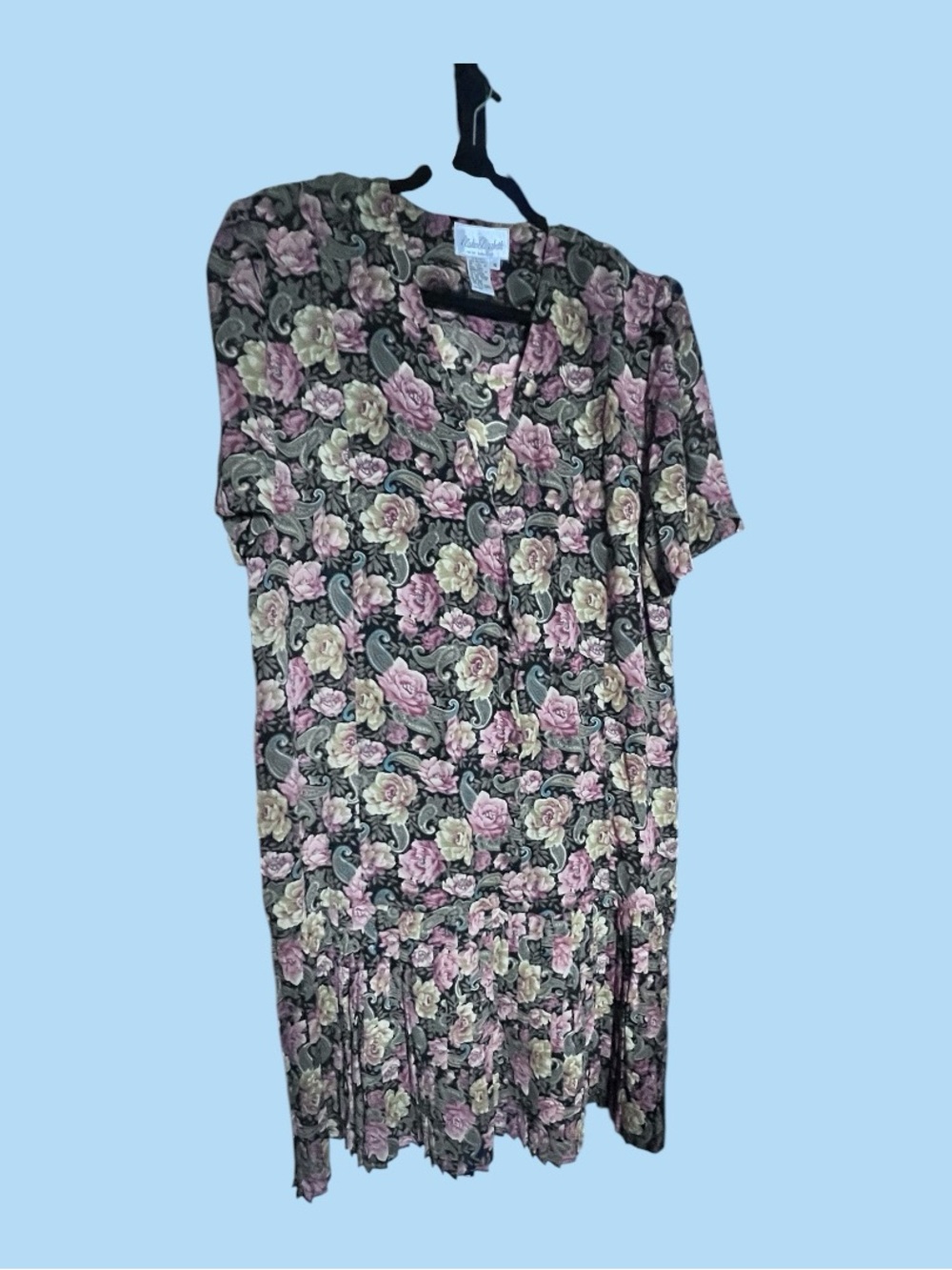 Blake & Elizabeth Sz. 16 Y2K Dark Floral Rose Paisley Midi Dress Cottagecore